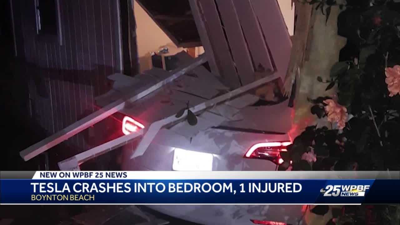 Tesla Crashes Into Bedroom In Boynton Beach