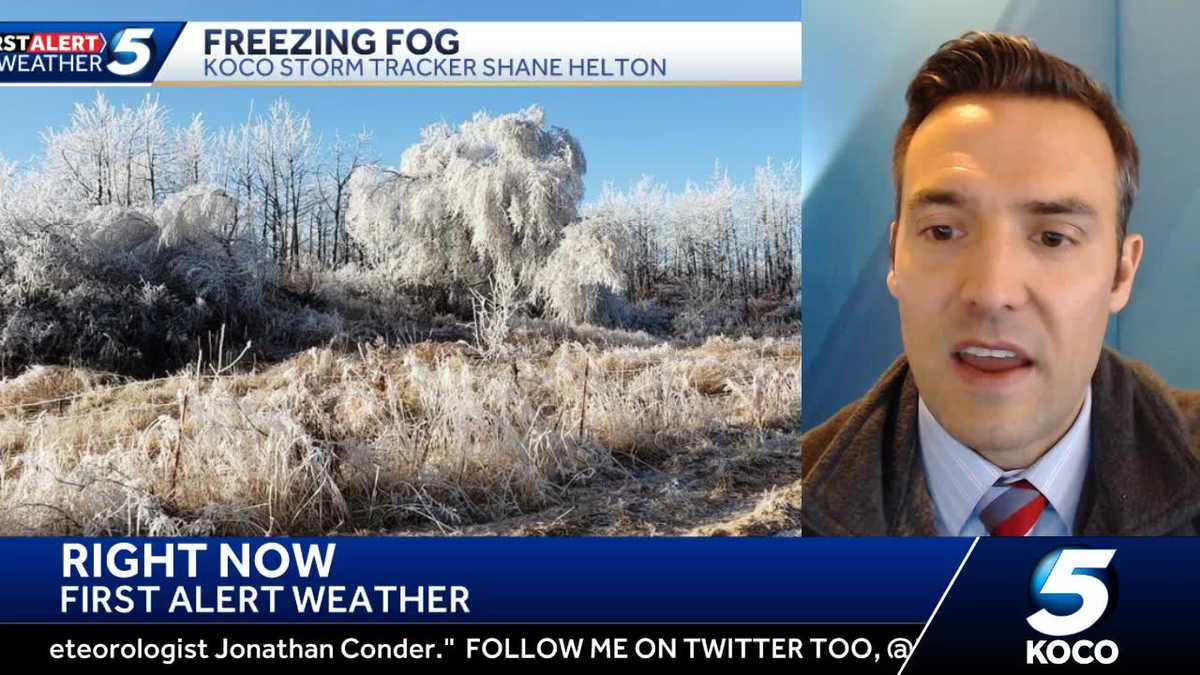 Fog produces heavy ice buildup across Oklahoma