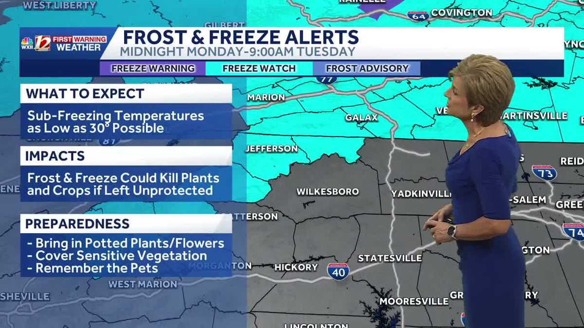 Cooler start to this week, frost and freeze risk