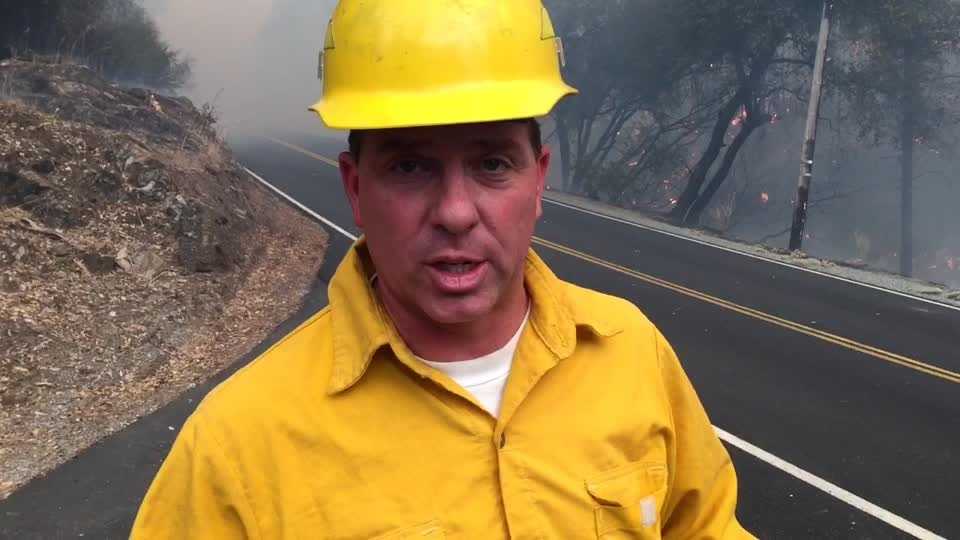 Intense flames rage along Hwy. 26 near Mokelumne Hill