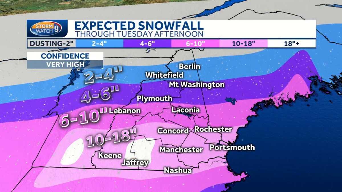 Watch Heavy snowfall moves into NH