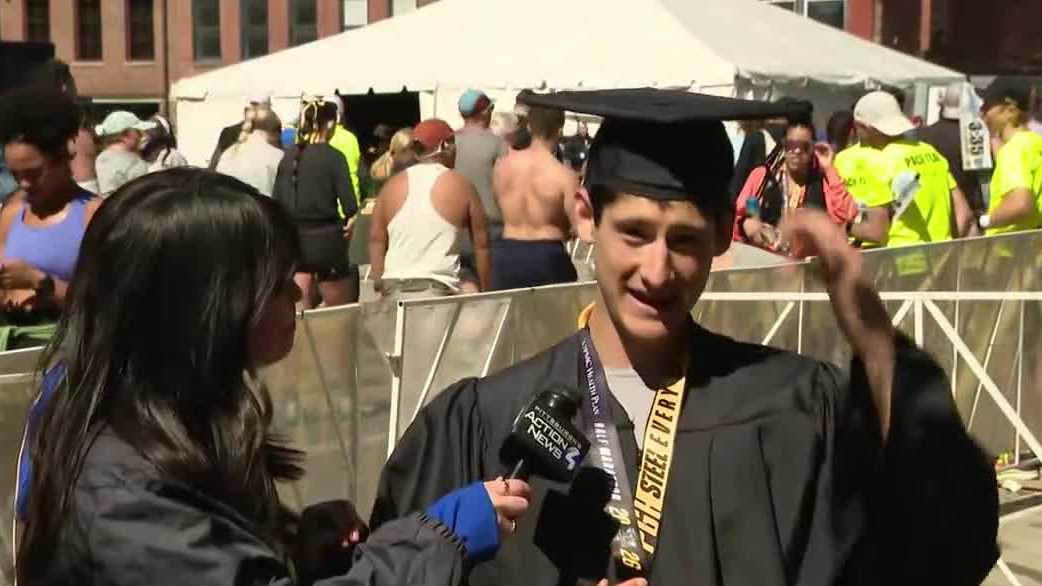 Pitt graduate finishes Pittsburgh Marathon in cap & gown - WTAE