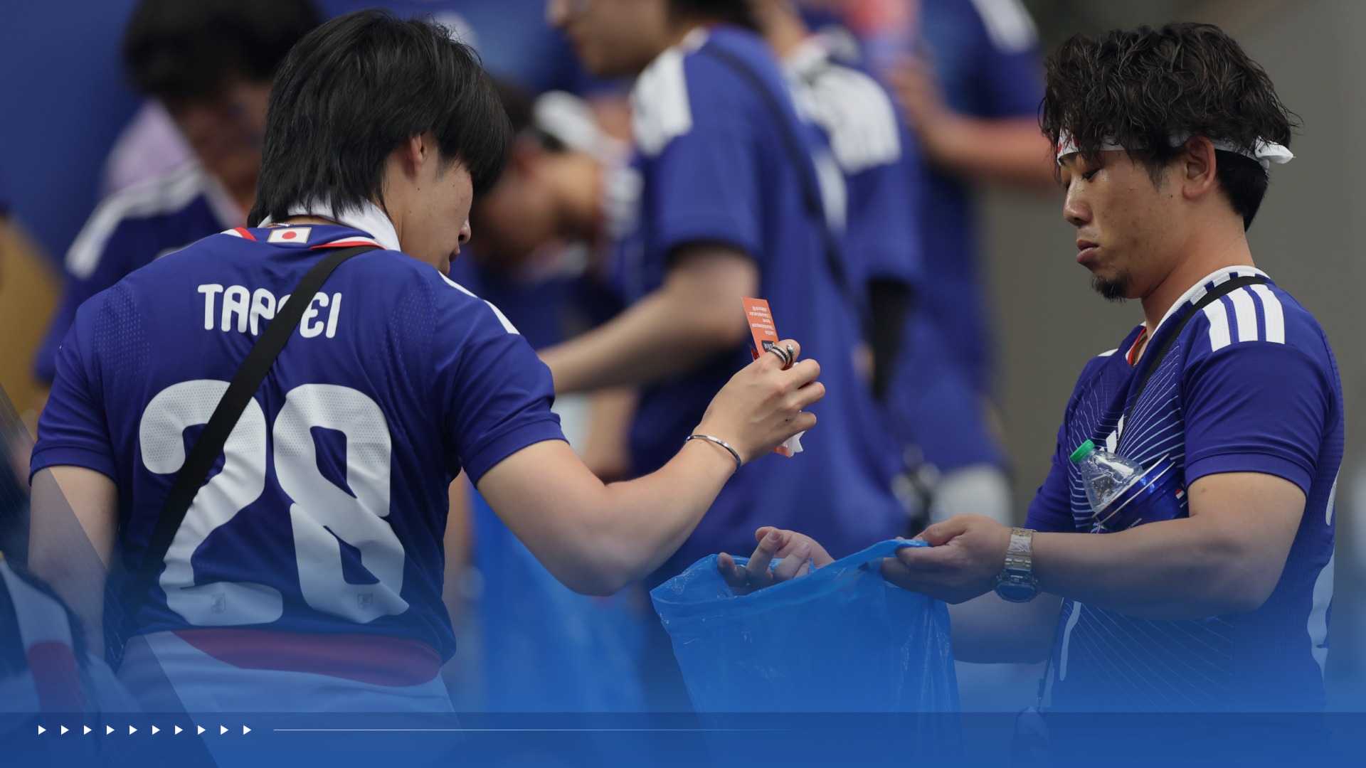 Japan's spotless World Cup fans win praise for stadium cleanup