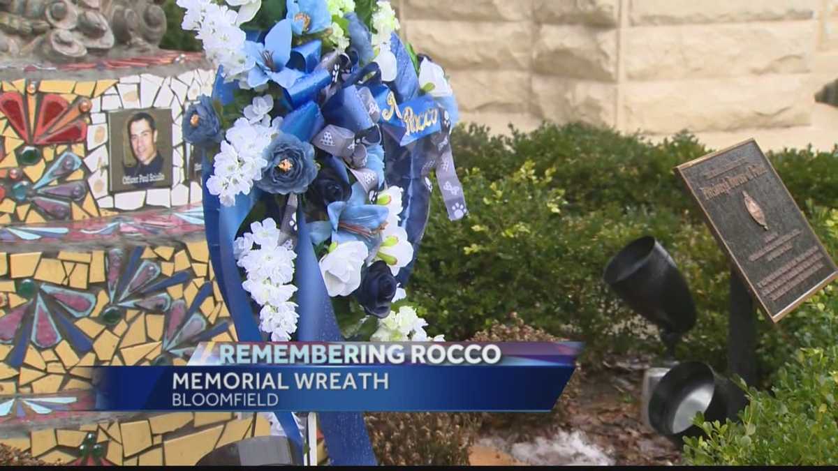 Remembering Rocco: Wreath set up outside Bloomfield church