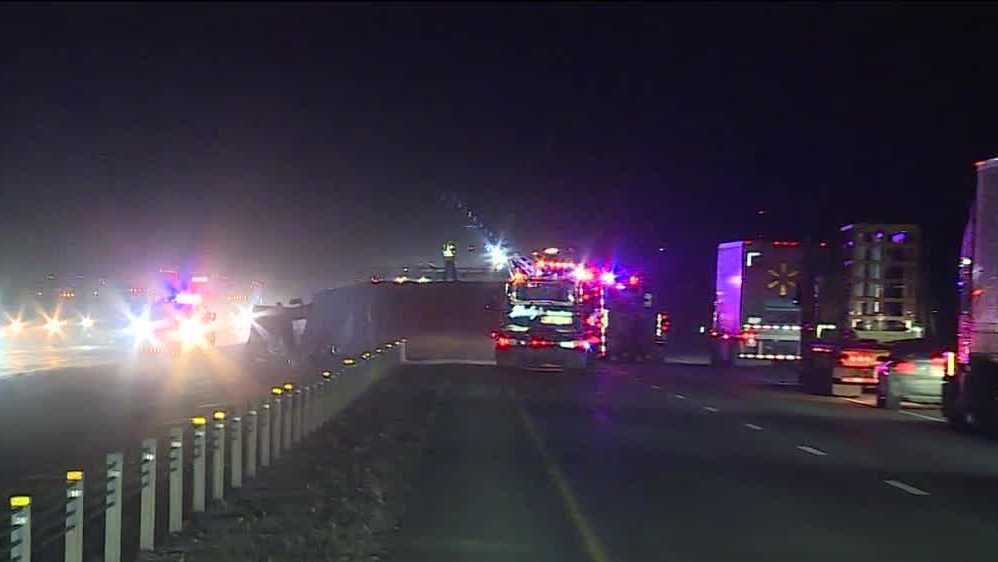 Driver taken to hospital after semi crash on I-35 - KOCO