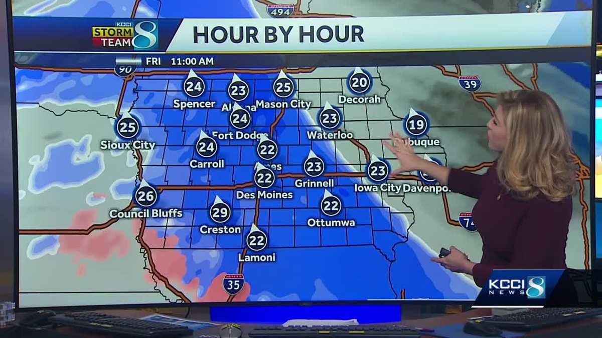 Winter storm moving through Iowa