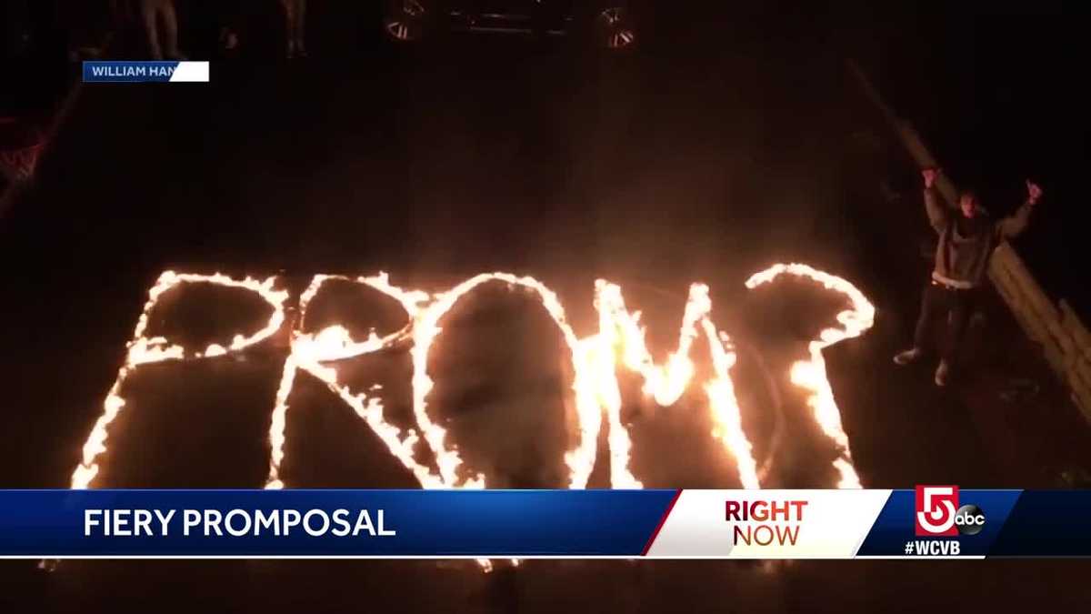 High school senior lights promposal on fire in driveway