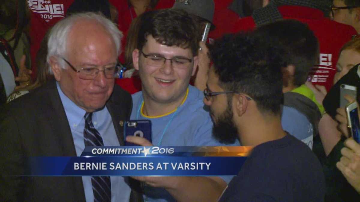 Bernie Sanders appears before adoring college fans