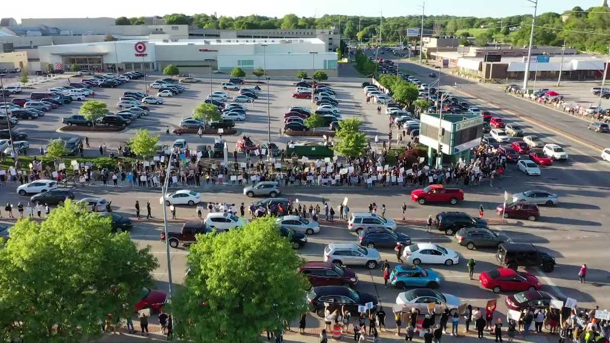 WATCH Drone video shows mass protest at 72nd and Dodge streets