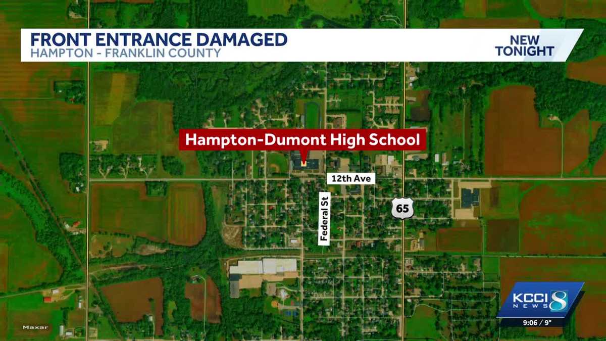 Vehicle crashes into northern Iowa high school entrance