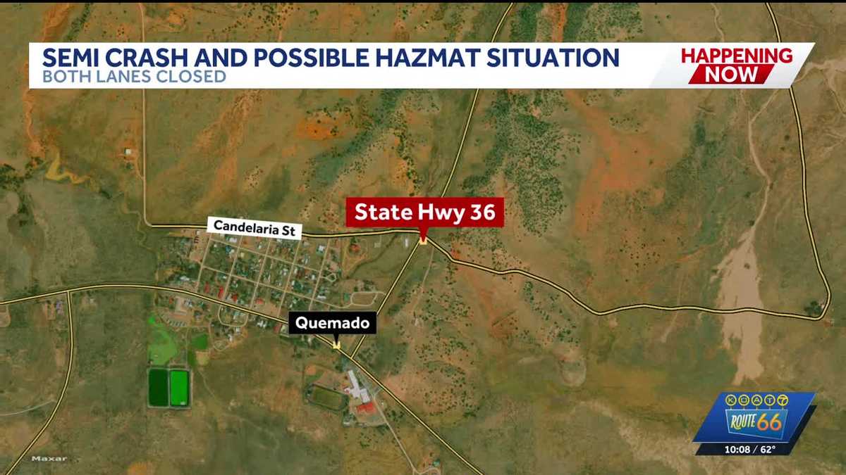 NM Hwy. 36 closed in both directions after semi crash, possible Hazmat situation