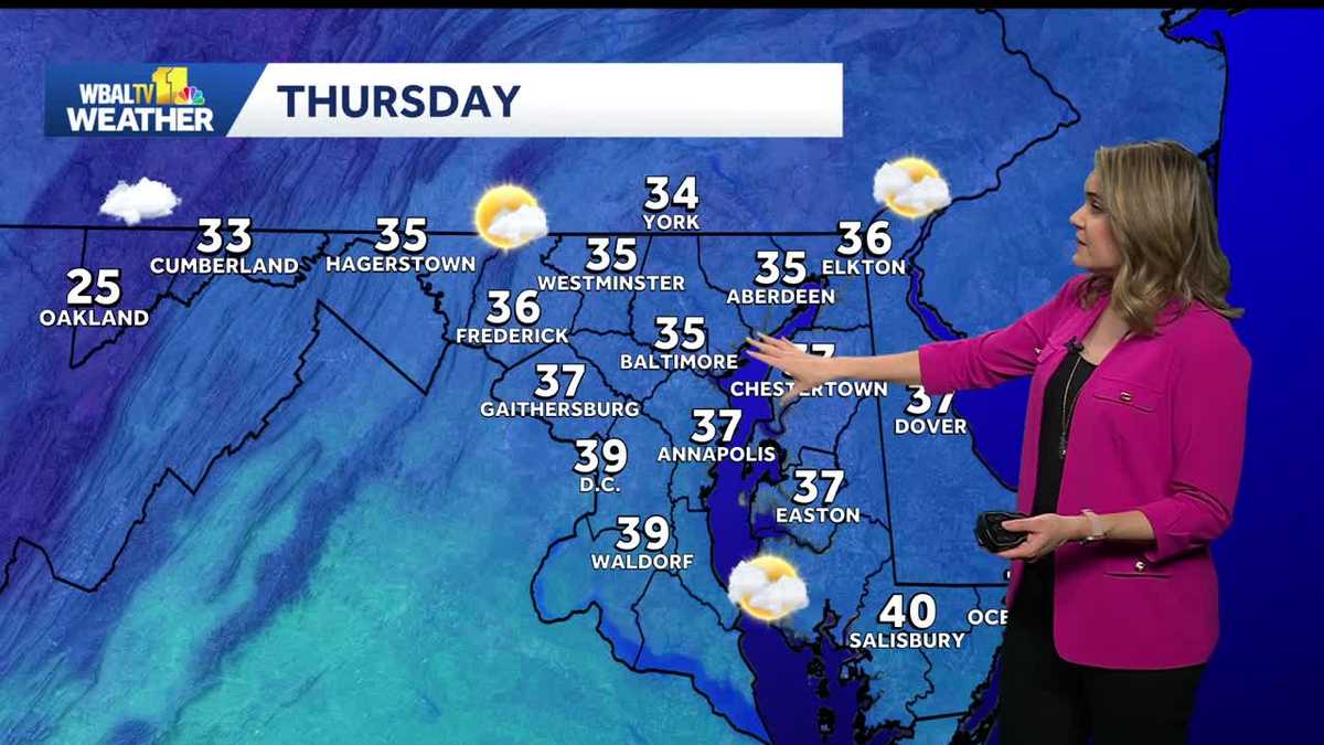 Colder on Thursday in the Baltimore area; Rain possible this weekend