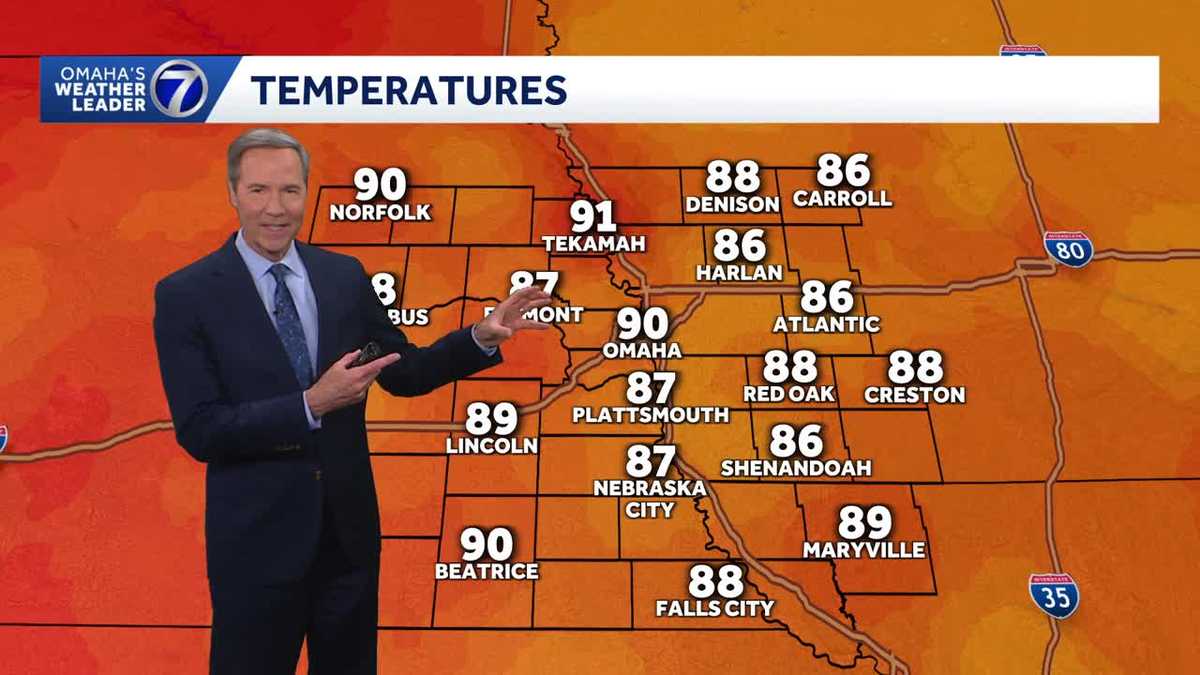 Just a bit hot this evening near Omaha, but staying dry
