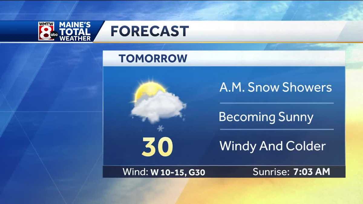 Passing snow showers may coincide with the morning commute