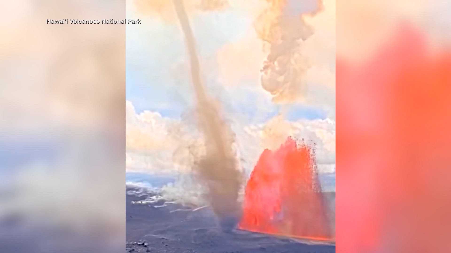 WATCH: Impressive volcanic eruption in Hawaii spawns twisting 'volnado'