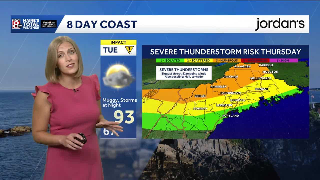A heat advisory and severe thunderstorms impact Maine this week