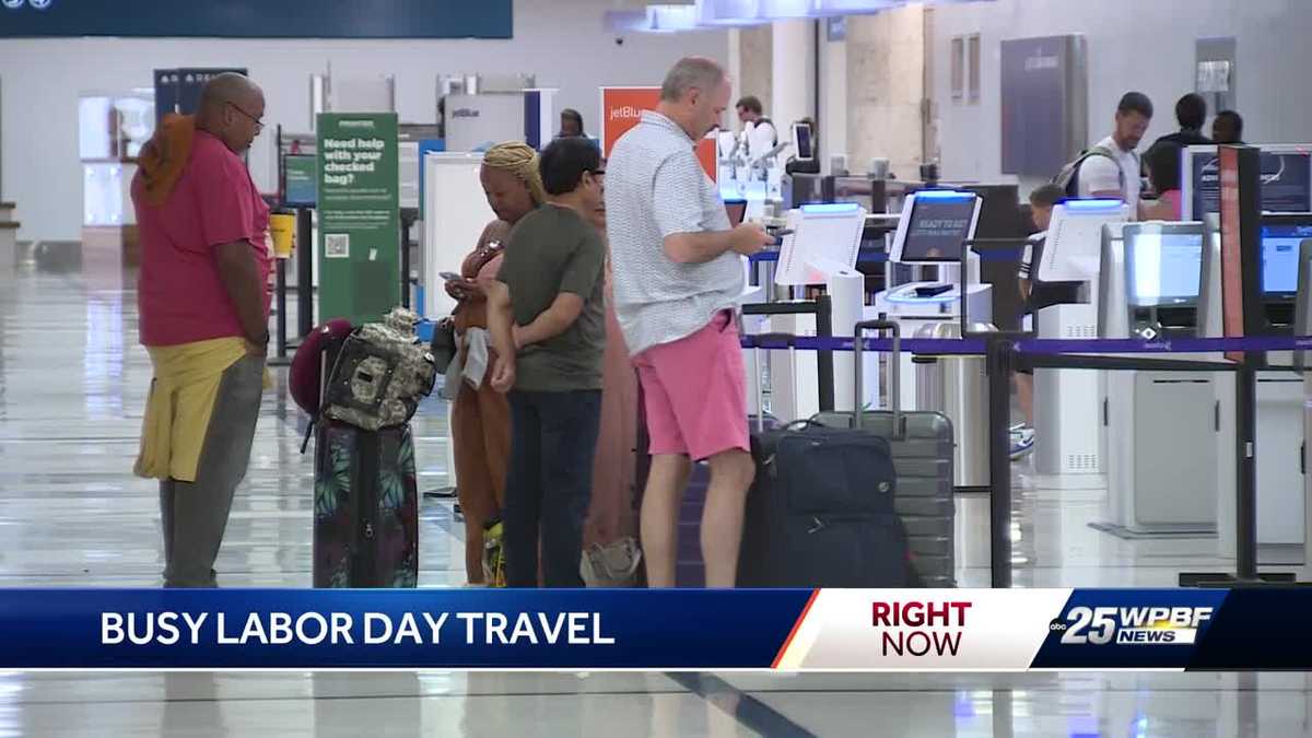 People heading out of PBIA for the end of Labor Day