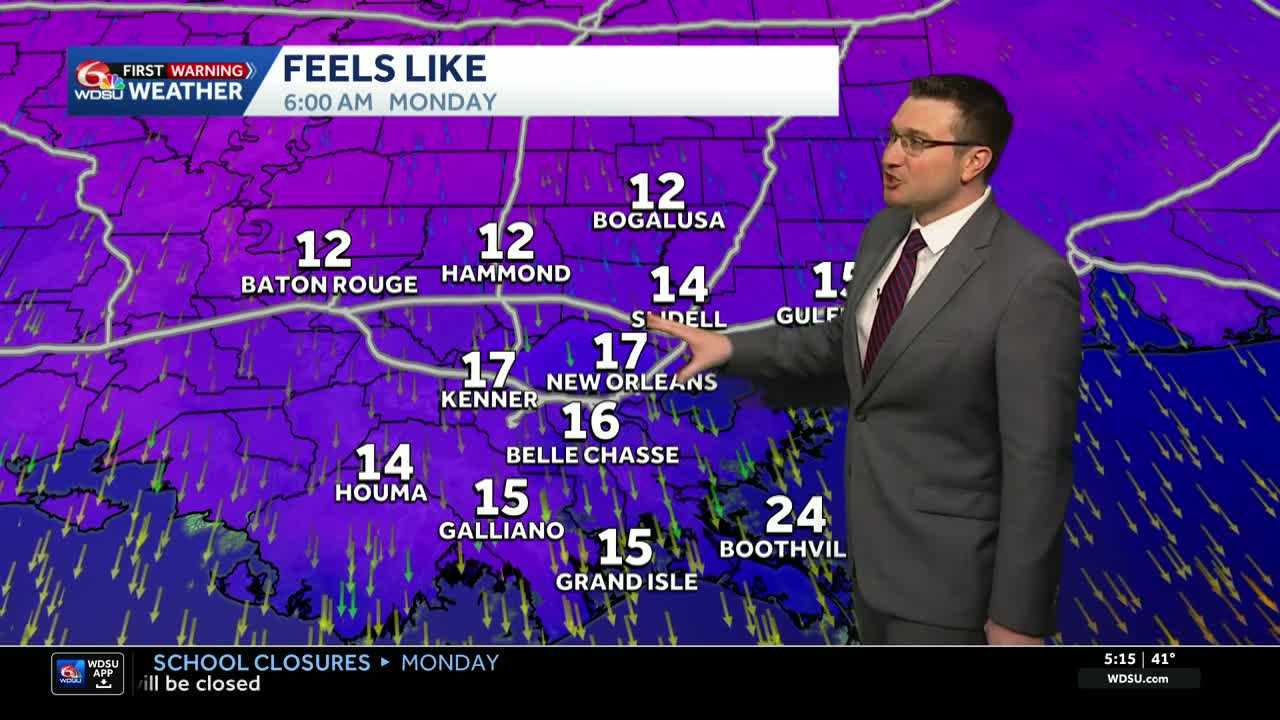 Dangerous wind chill values Monday and Tuesday mornings