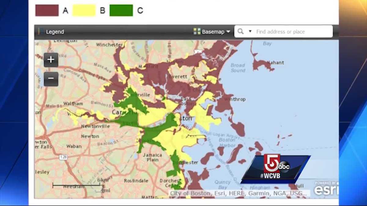 Which areas of Boston would get hit hardest by hurricane, tropical storm?