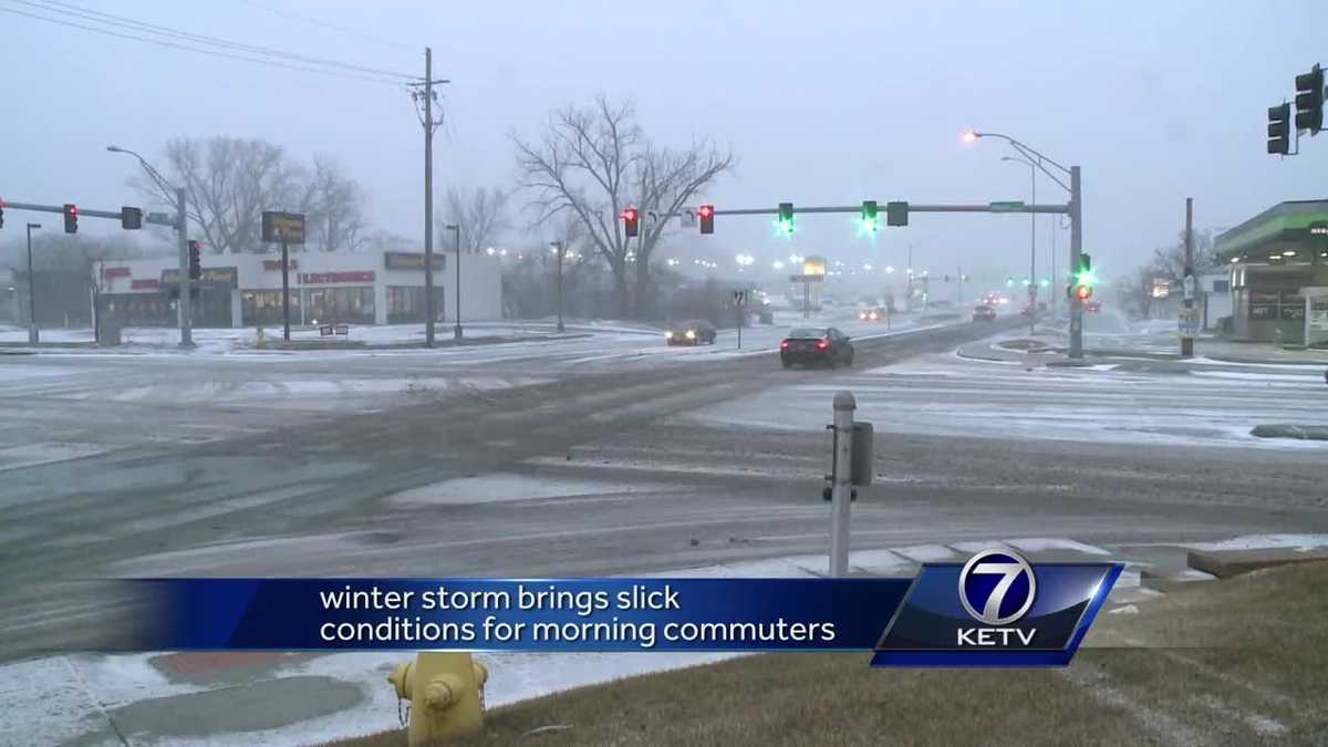 Winter storm brings slick conditions for morning commuters