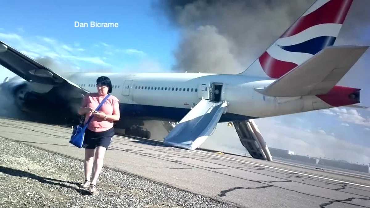 Passenger video shows fire on board British Airways flight