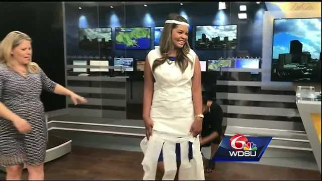 Check out Kellie Brown's very special toilet paper wedding dress