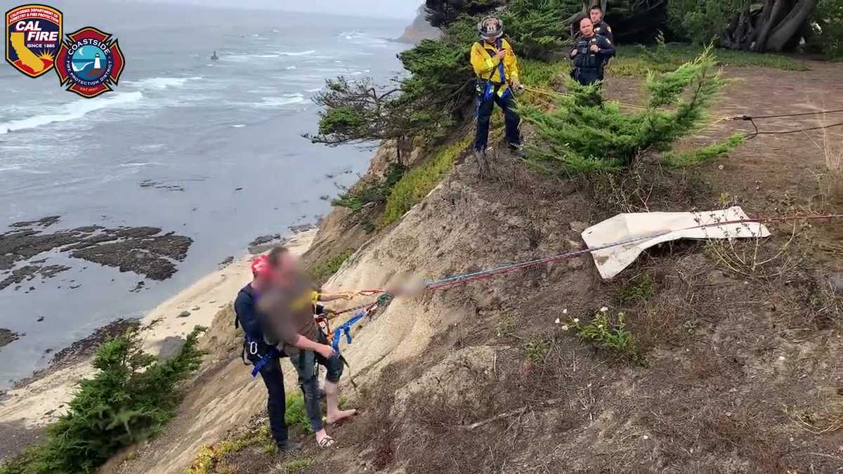 Watch: Cal Fire rescue man who fell down Central Coast cliff