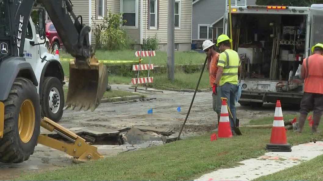 Water main break damages Highland Park street, leaves some residents without water