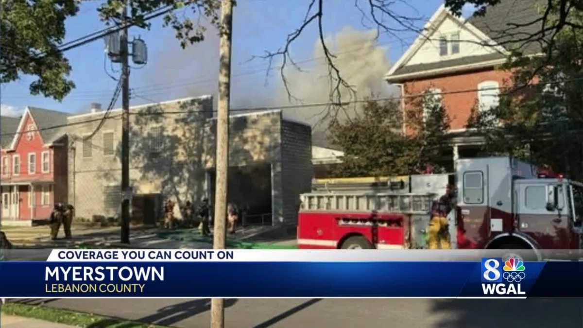 Building damaged by fire in Myerstown