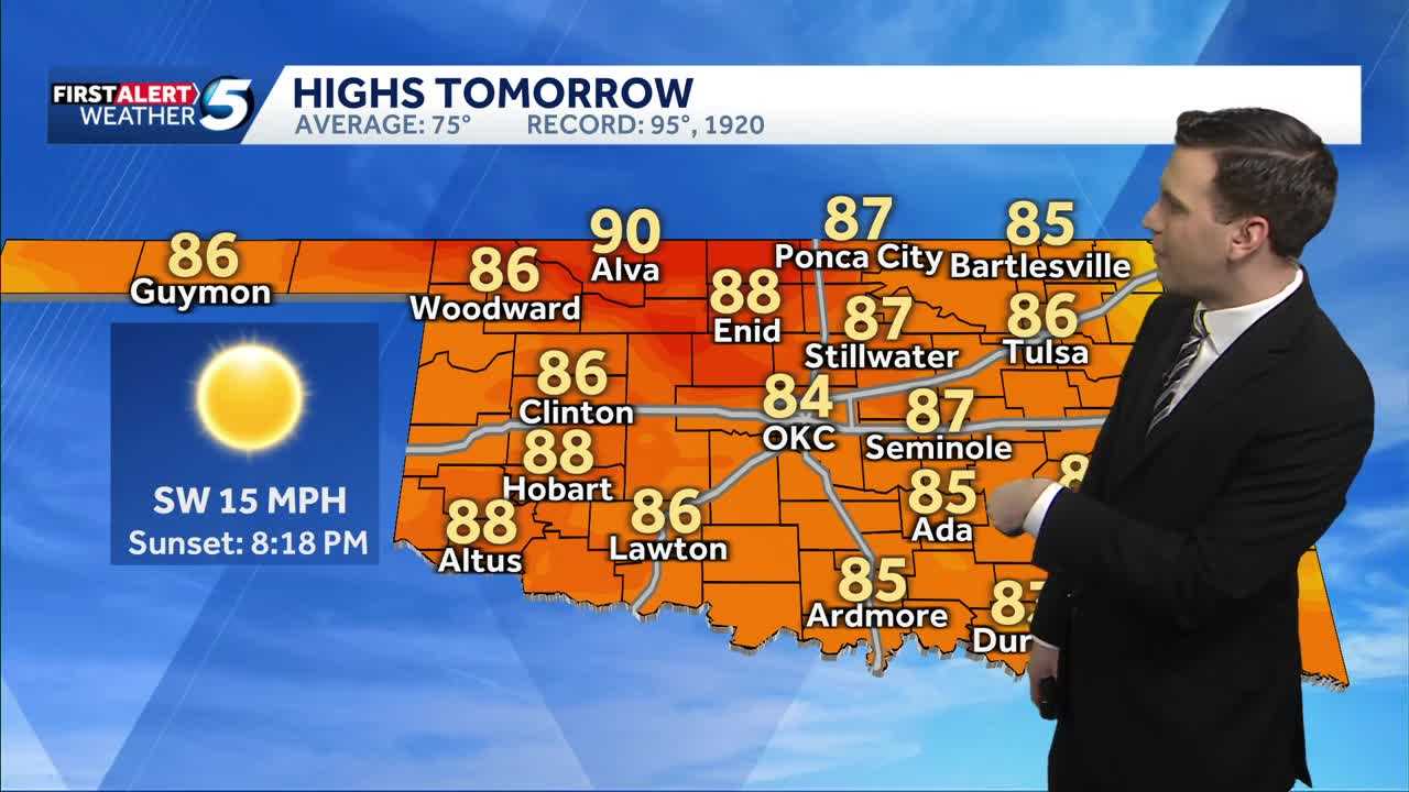 TIMELINE: Warm temperatures for Oklahoma, with wildfire risk ahead of storms next week