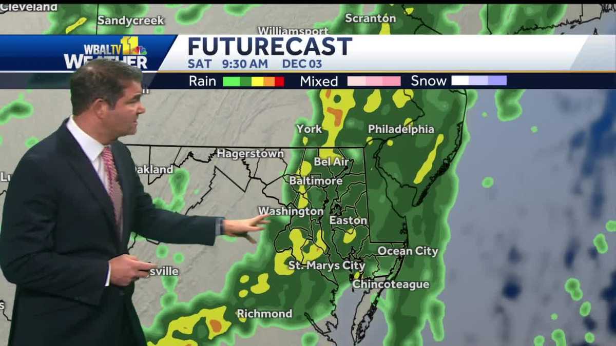 Partly cloudy and rainy Saturday