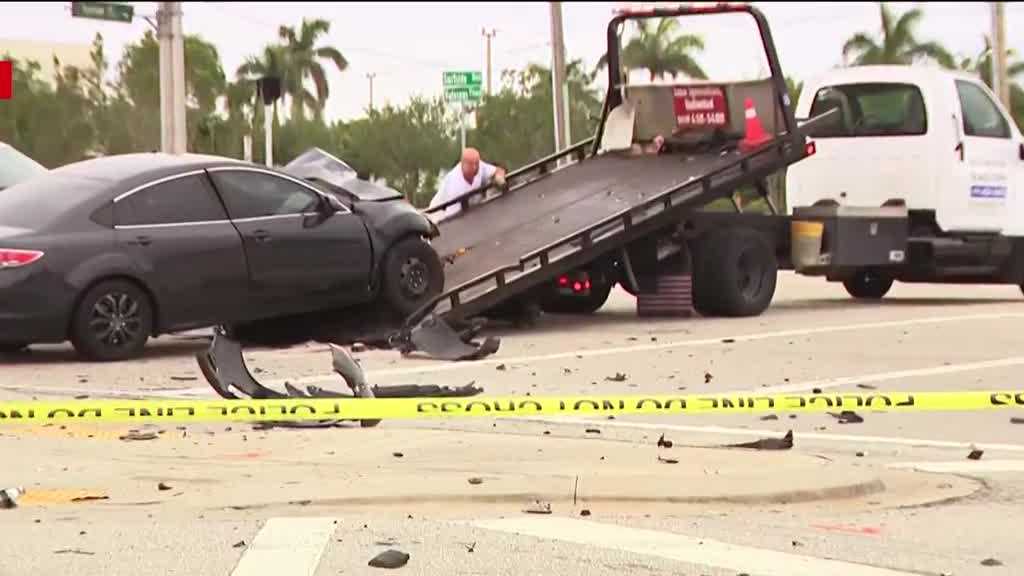 Crash damages cars and bends road sign on Veterans Pkwy and Surfside Blvd in Cape Coral