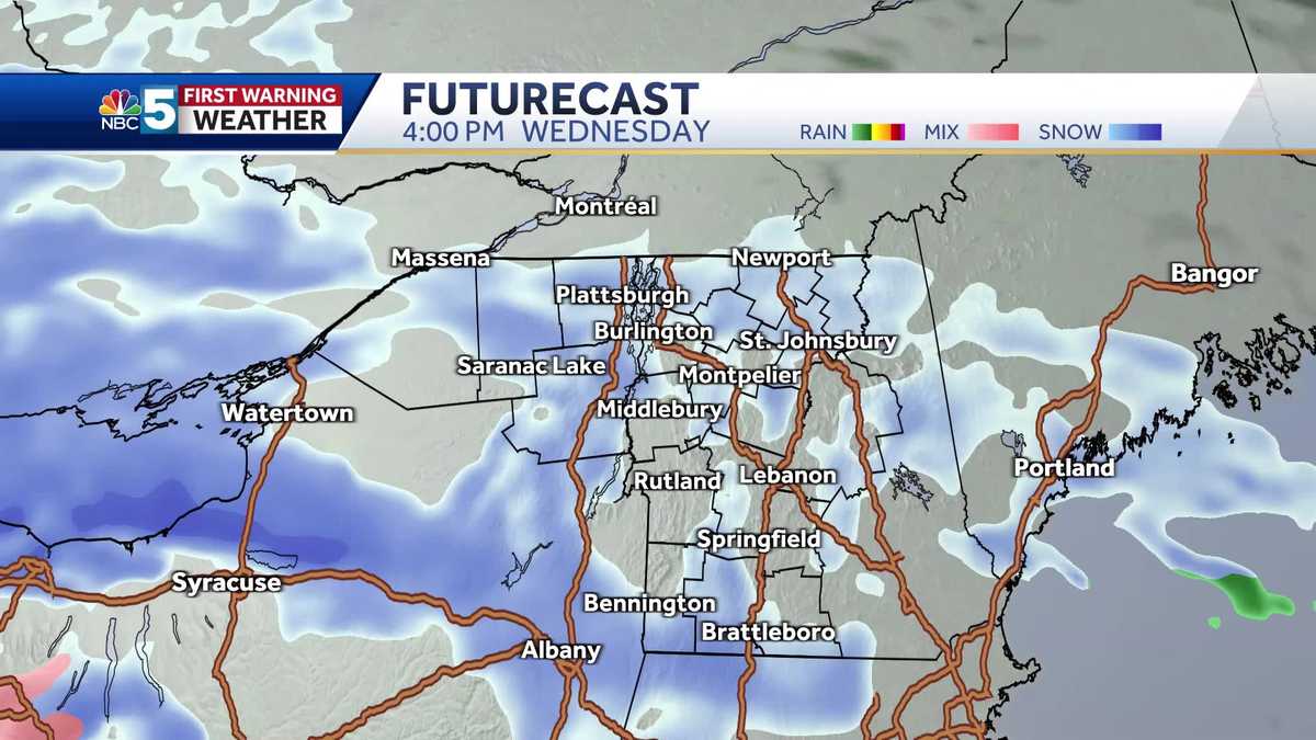 Vermont, New York hourly maps Track snowfall and wintry mix on
