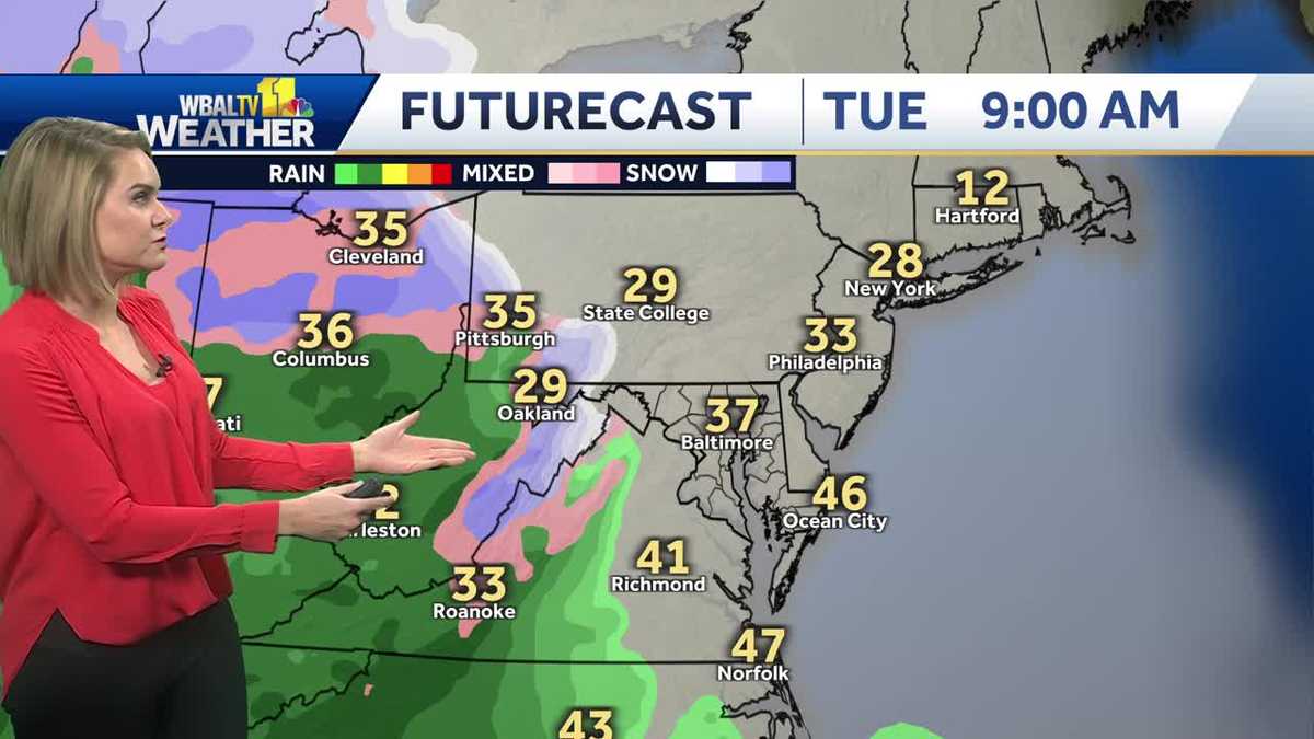 Clear skies on Monday before an impact weather day on Tuesday