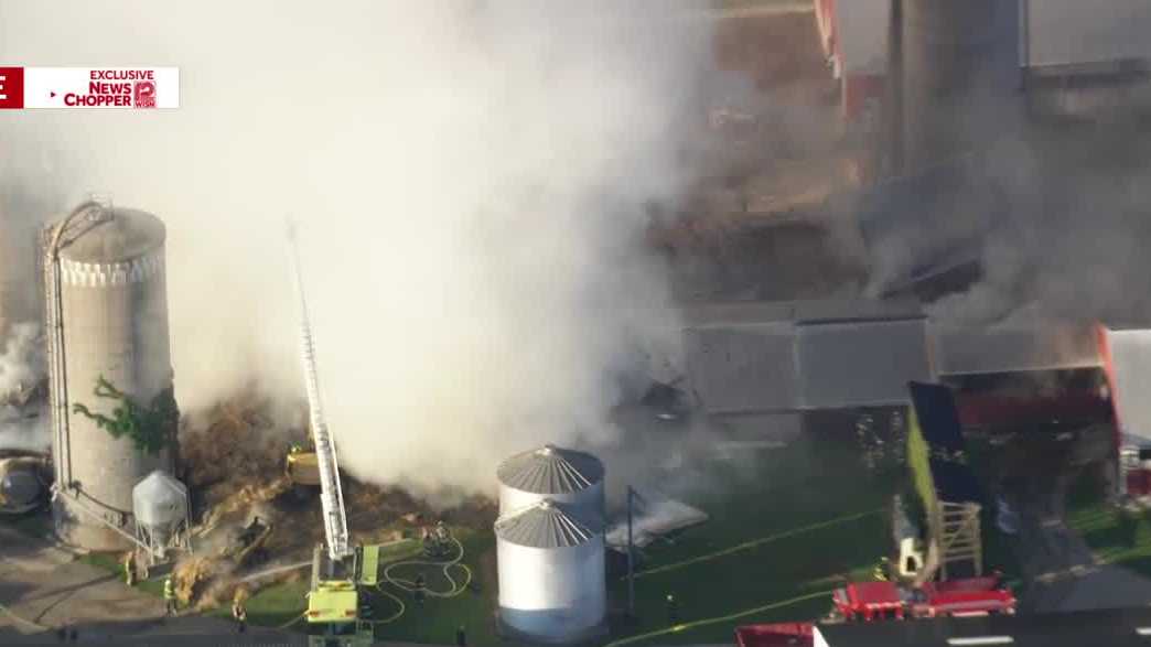 Crews battle barn fire at West Bend dairy farm, cows moved to safety