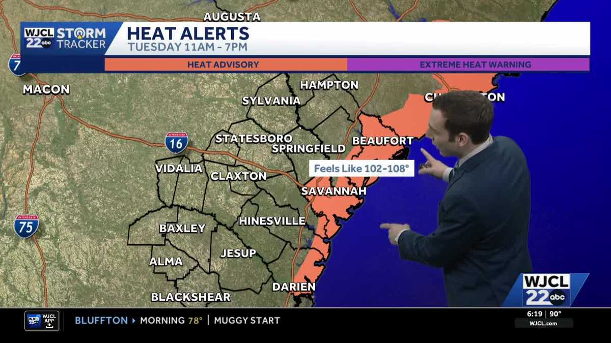 High heat & isolated t-storms in the forecast for Southeast Georgia and the Lowcountry on Tuesday