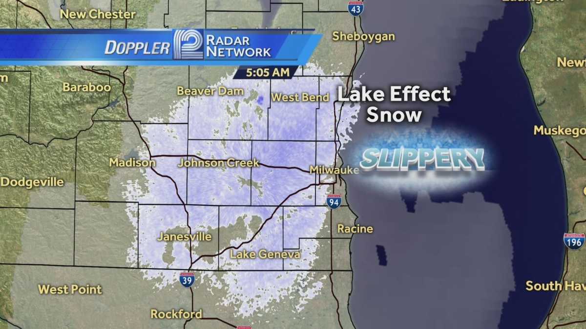 Lake effect snow flurries end Tuesday morning