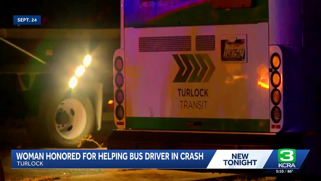 Turlock woman honored for helping bus driver after crash into home