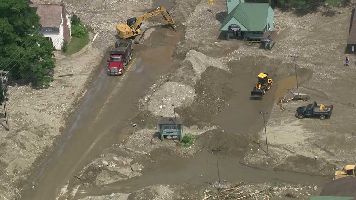 What damage to Ludlow, Vermont, looks like from air