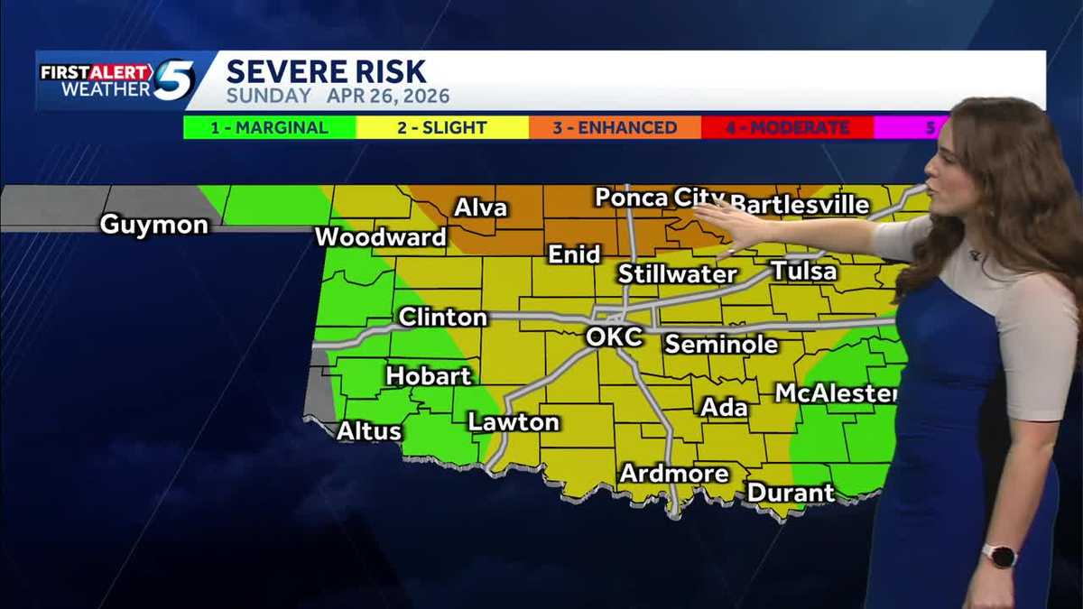 Upgraded storm risk today in Oklahoma