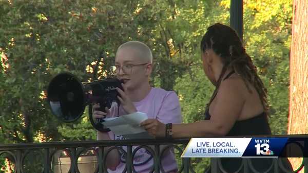 A group gathered at Birmingham's Linn Park on Saturday in support of women's reproductive rights.