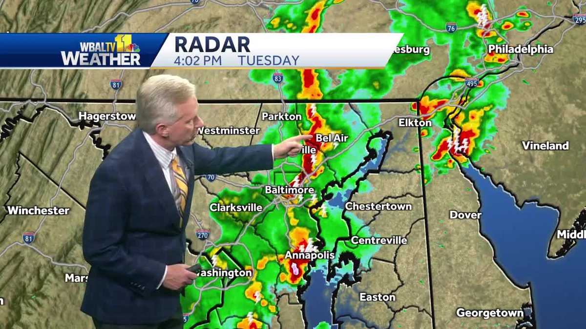 Storms bring lightning and heavy rain sweeping across Maryland