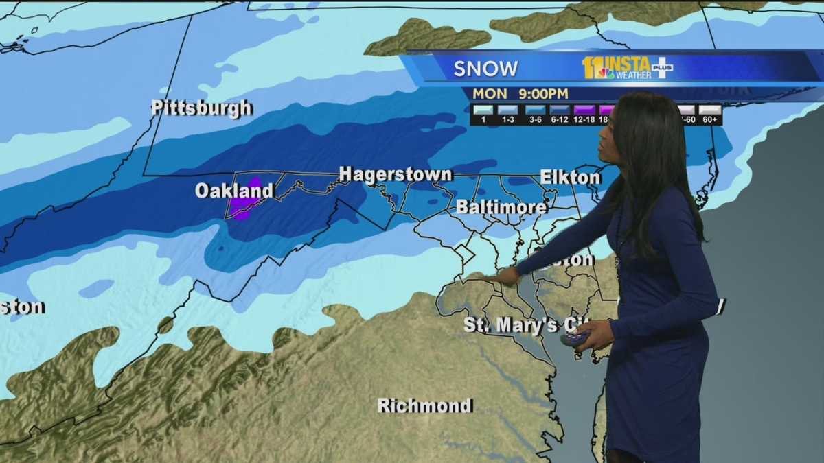 Updated: Monday morning snowfall forecast