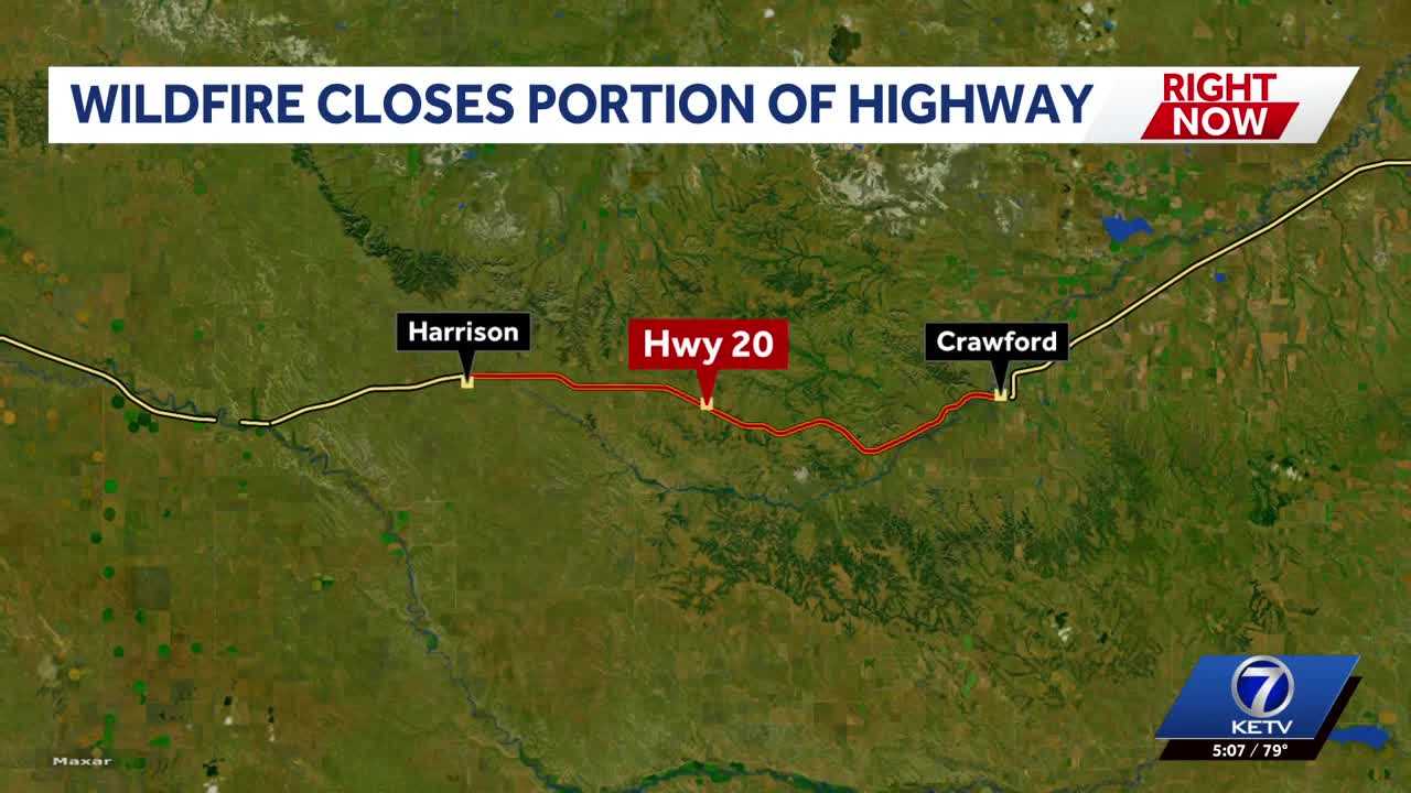 Wildfire closes Highway 20 in Nebraska Panhandle