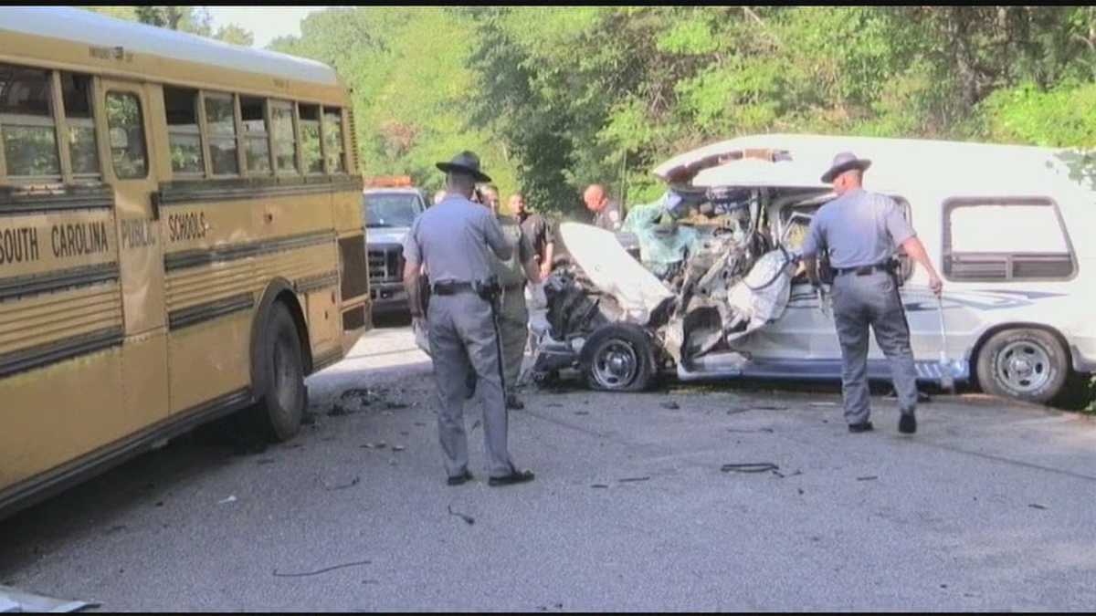 Van crashes into school bus, kills van driver