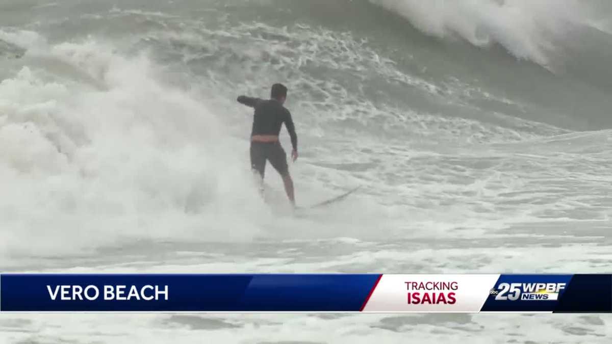 Vero Beach surfers head to the water for Tropical Storm Isaias