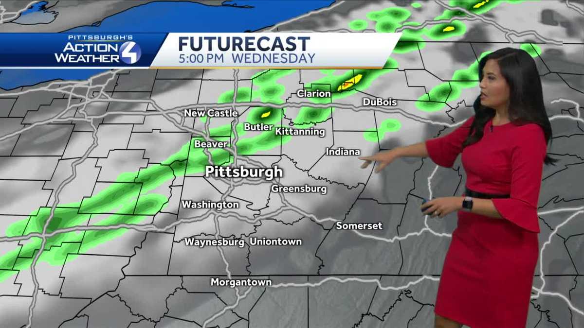 Mostly cloudy with isolated showers on Wednesday