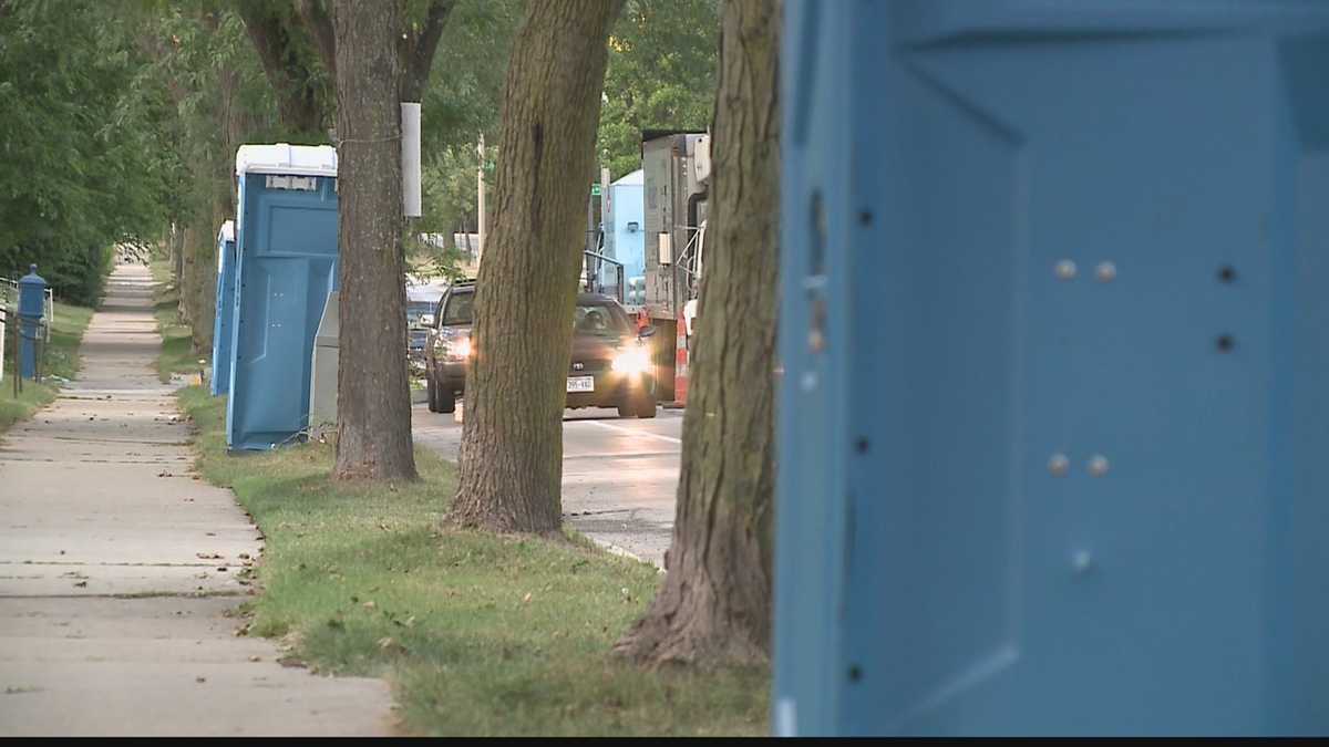Residents Using Port A Potties During Sewer Work