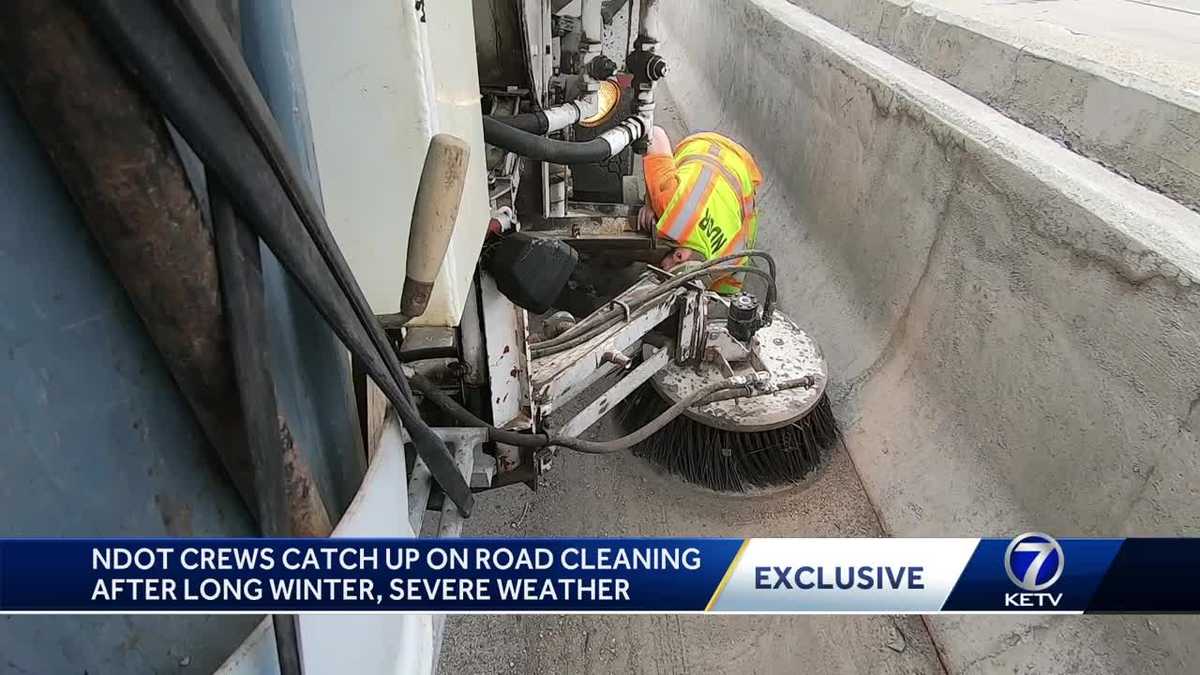 NDOT crews catch up on road cleaning after long winter, severe weather