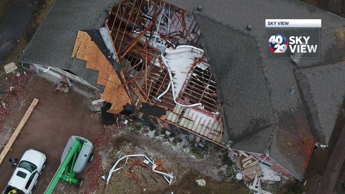 Drone video shows damage from Northwest Arkansas tornado